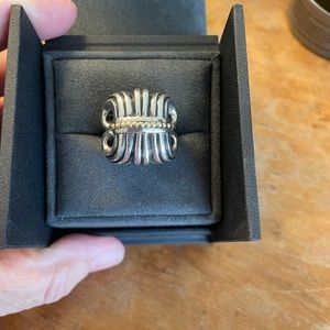 LAGOS RAMS HEAD RING! STERLING W 14k DETAIL. SIGNATURE CAVIAR